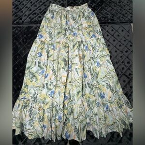 Abercrombie & Fitch Floral Tiered Maxi Skirt in Yellow, Blue & Green